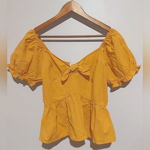 Sienna Sky Custard Crop Top with Peplum Flare